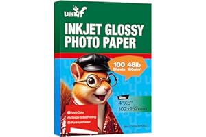 4X6 Photo Paper Glossy Inkjet 48lb 100 Sheets Professiona Glossy Printer Paper for Inkjet Printers Use DYE Ink 180GSM