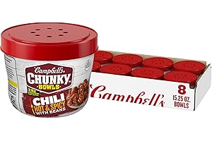 CAMPBELL’S CHUNKY Campbell's Chunky Chili, Hot & Spicy with Beans, 15.25 oz Microwavable Bowl (Pack of 8)