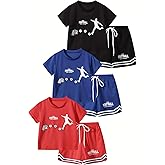 Jolyshlid Boys' Shorts Set 6 Pieces Short Sleeve Tee T-Shirt and Shorts Set Boys Outfits Clothing Set 4-12Y