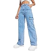 Women's Cargo Pants High Waisted Baggy Cargo Jeans Straight Leg Y2K Streetwear Trousers 6 Pockets for Women Teen Girl.