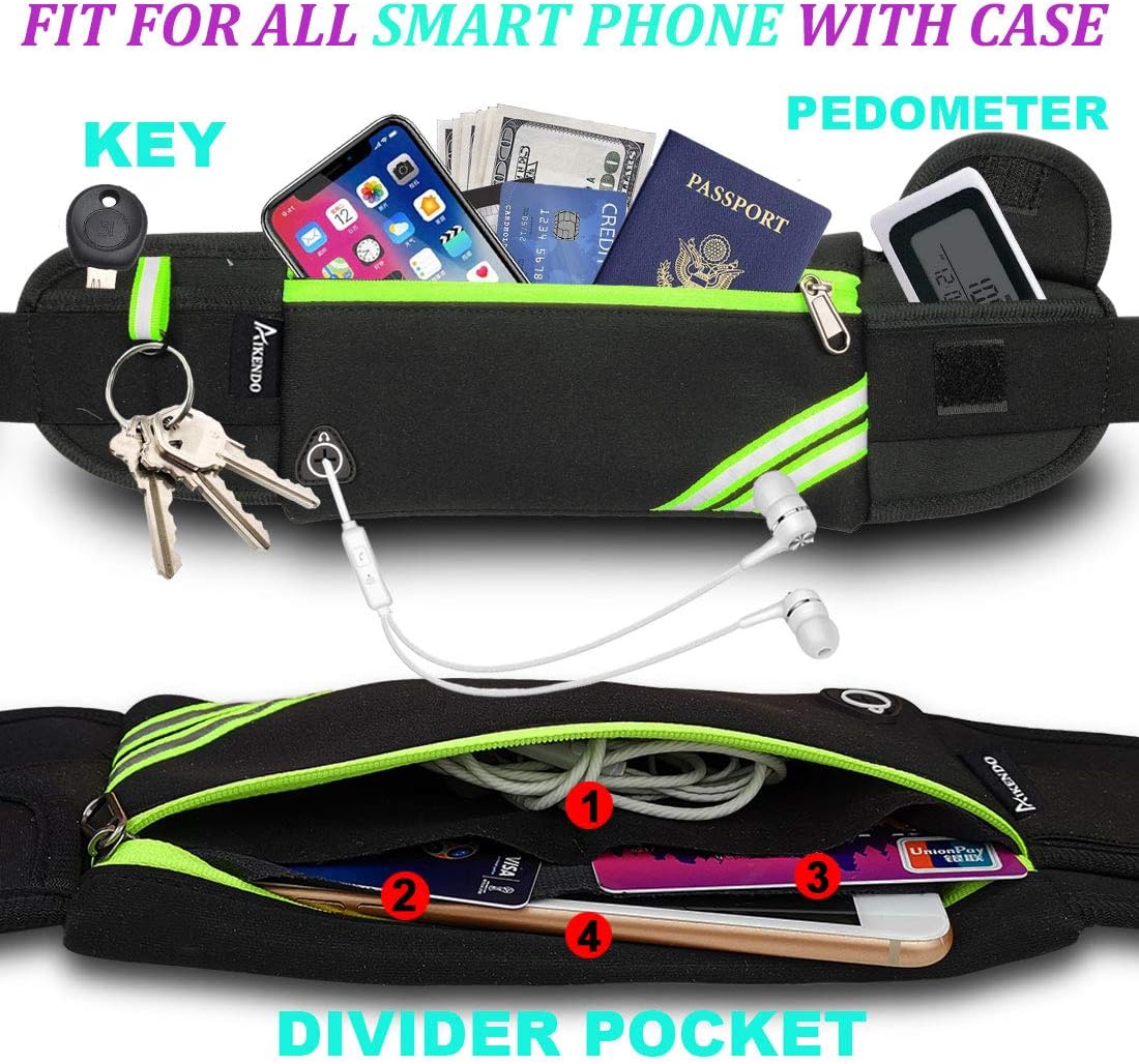 Slim Running Belt Fanny Pack,Waist Pack Bag for Hiking Fitness Cycling Workout Gym,Reflective Runners Belt Jogging Pocket Belt for iPhone XS,XR,7 8 Plus,Travelling Money Phone Holder for Running