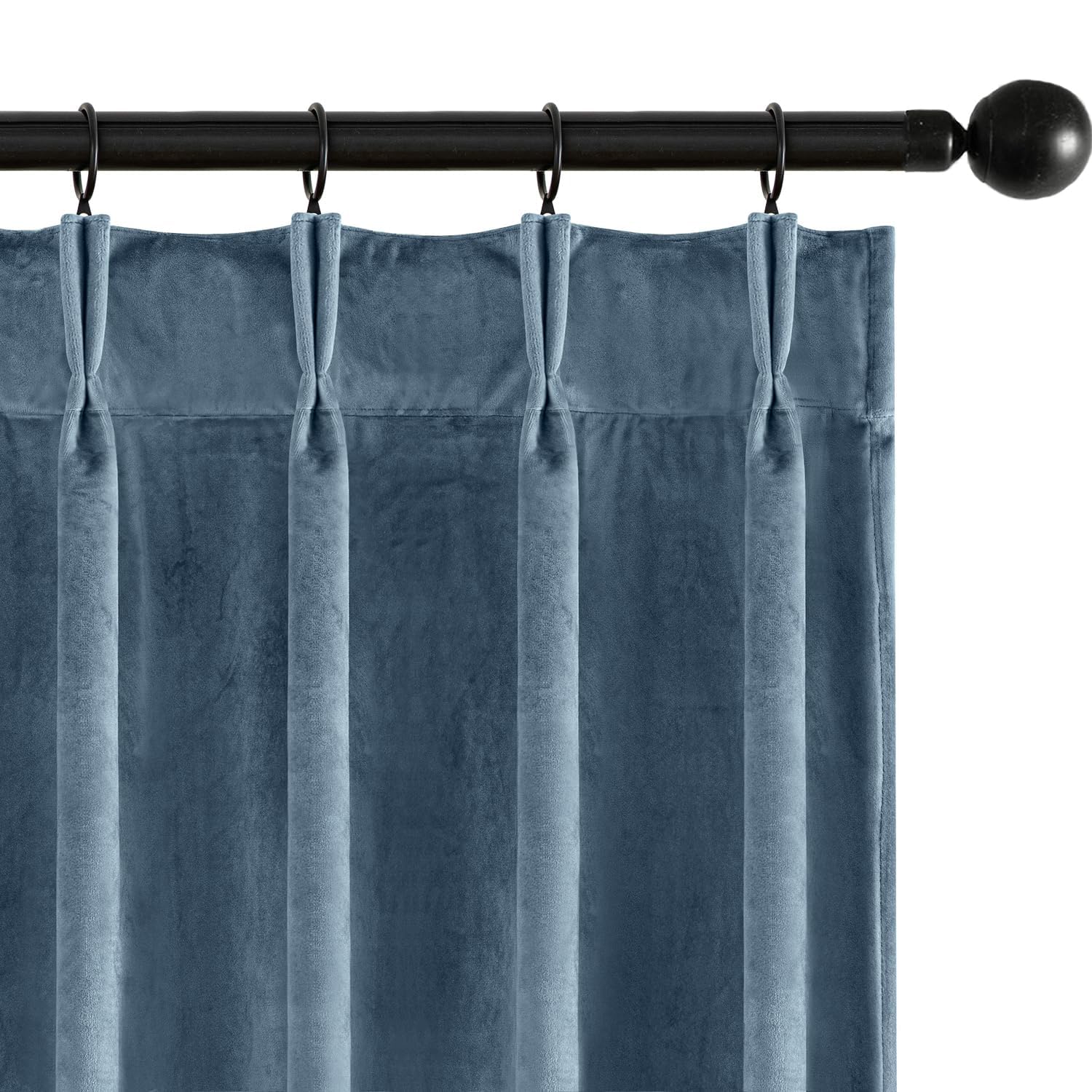 Photo 1 of MIULEE Stone Blue Velvet Curtains 96 inches Long, Pinch Pleated Blackout Drapes with Hooks, Thermal Insulated Pinch Pleat Panels for Bedroom Living Room, 2 Panels