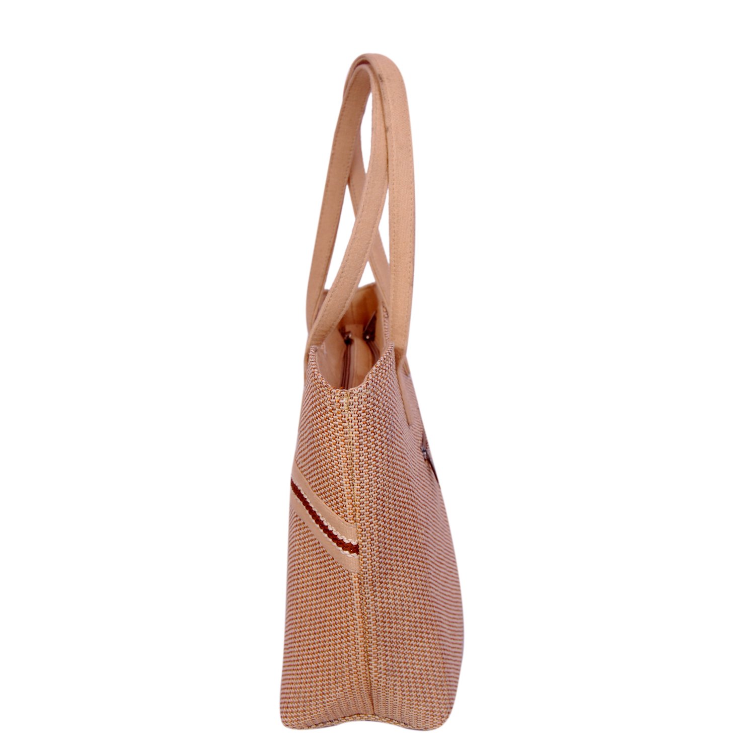 womaniya jute and canvas women's handbag - brown (woman-1129)