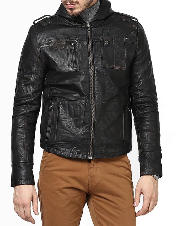 Buy Jack & Jones Men's Leather Jacket (5712411977912) Black at Amazon.in