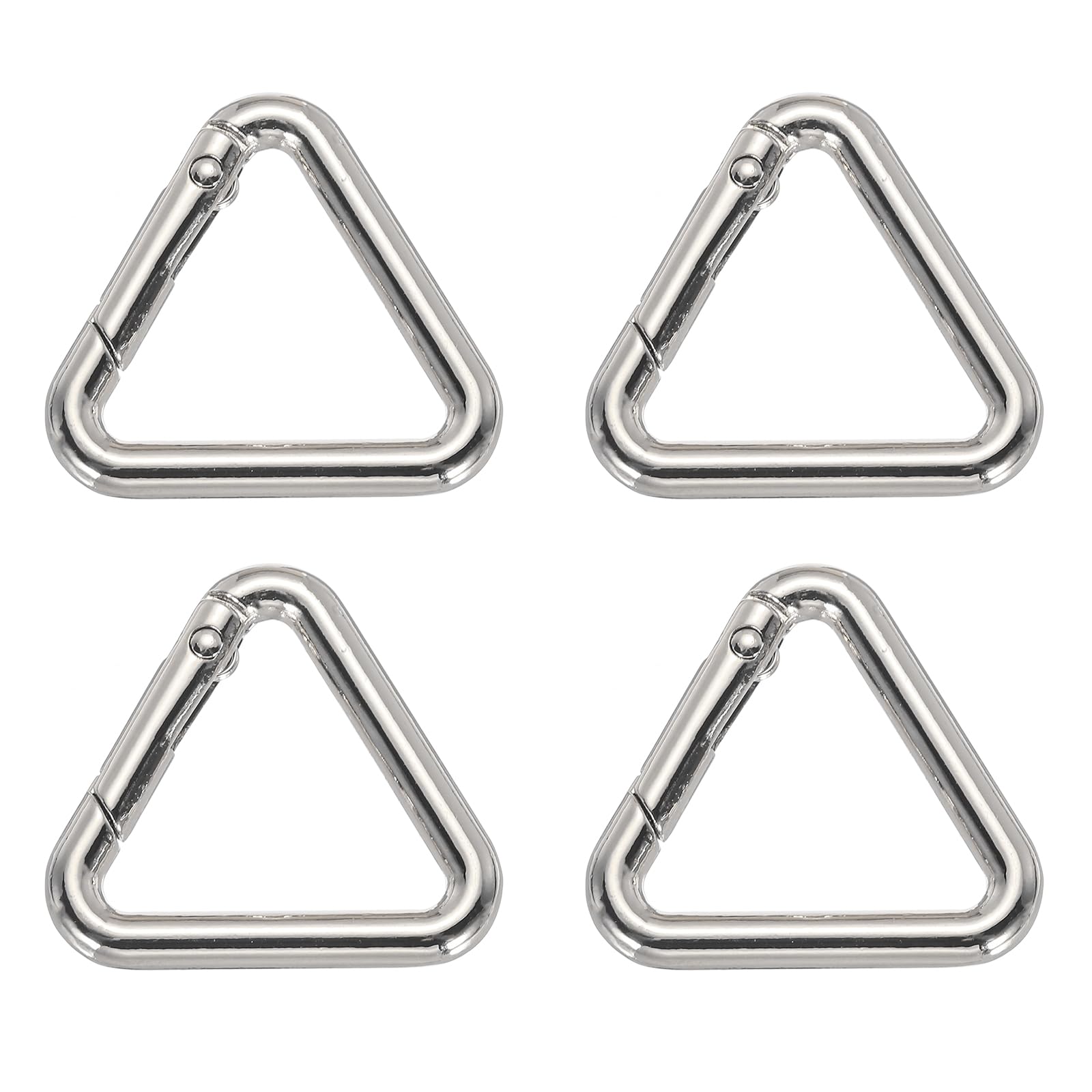 PATIKIL 1" Metal Triangle Ring Buckle, 4 Pack Triangle Jump Rings Spring Snap Clip Trigger Keychain for Purses Handbag Strap Clasp, Silver Tone