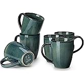vancasso STARRY Ceramic Coffee Mug Set of 6, 16 Oz Tea Cups with Handle for Latte, Tea, Cappuccino, Milk, Cocoa, Microwave&Dishwasher Safe, Green