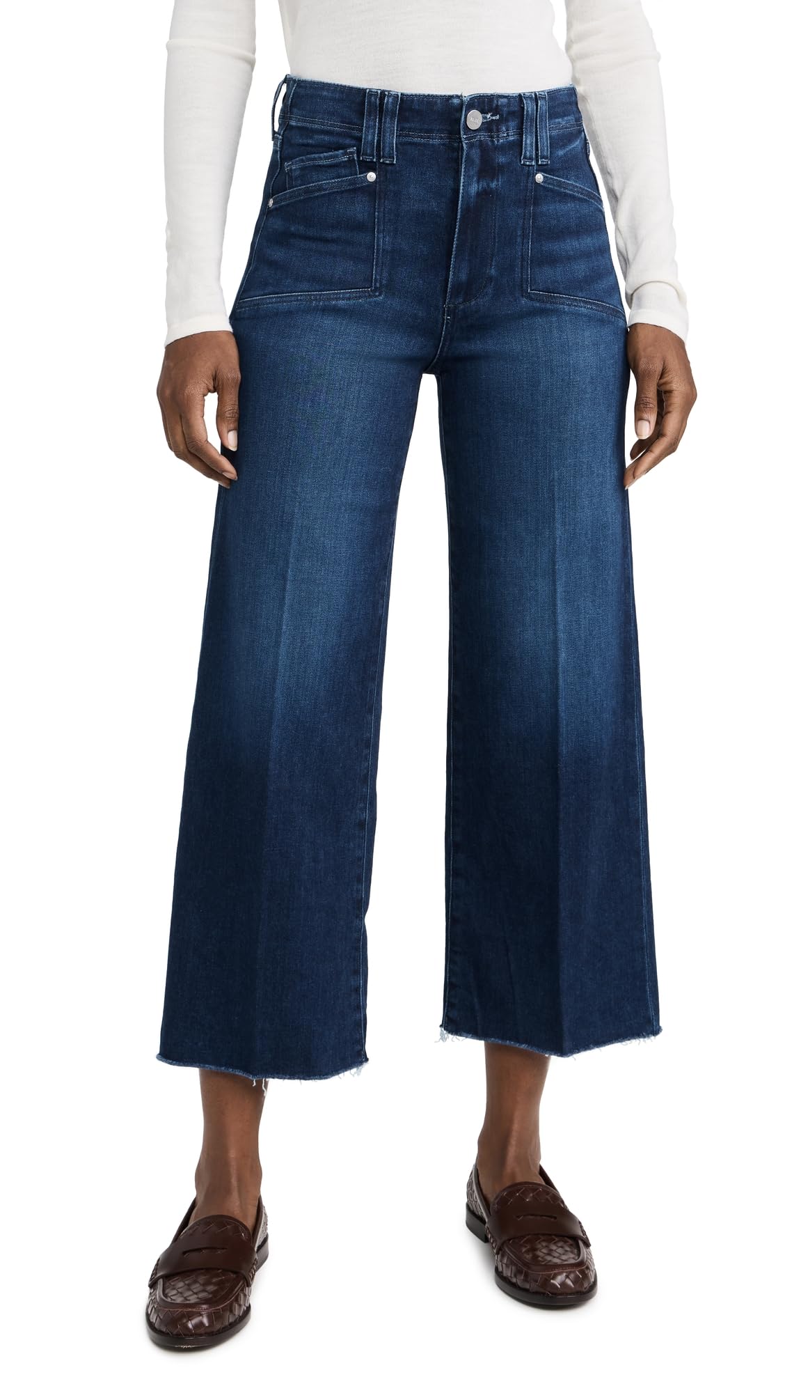 PAIGE Women’s Anessa Jeans with Set in Pockets, Praline, Blue, 26