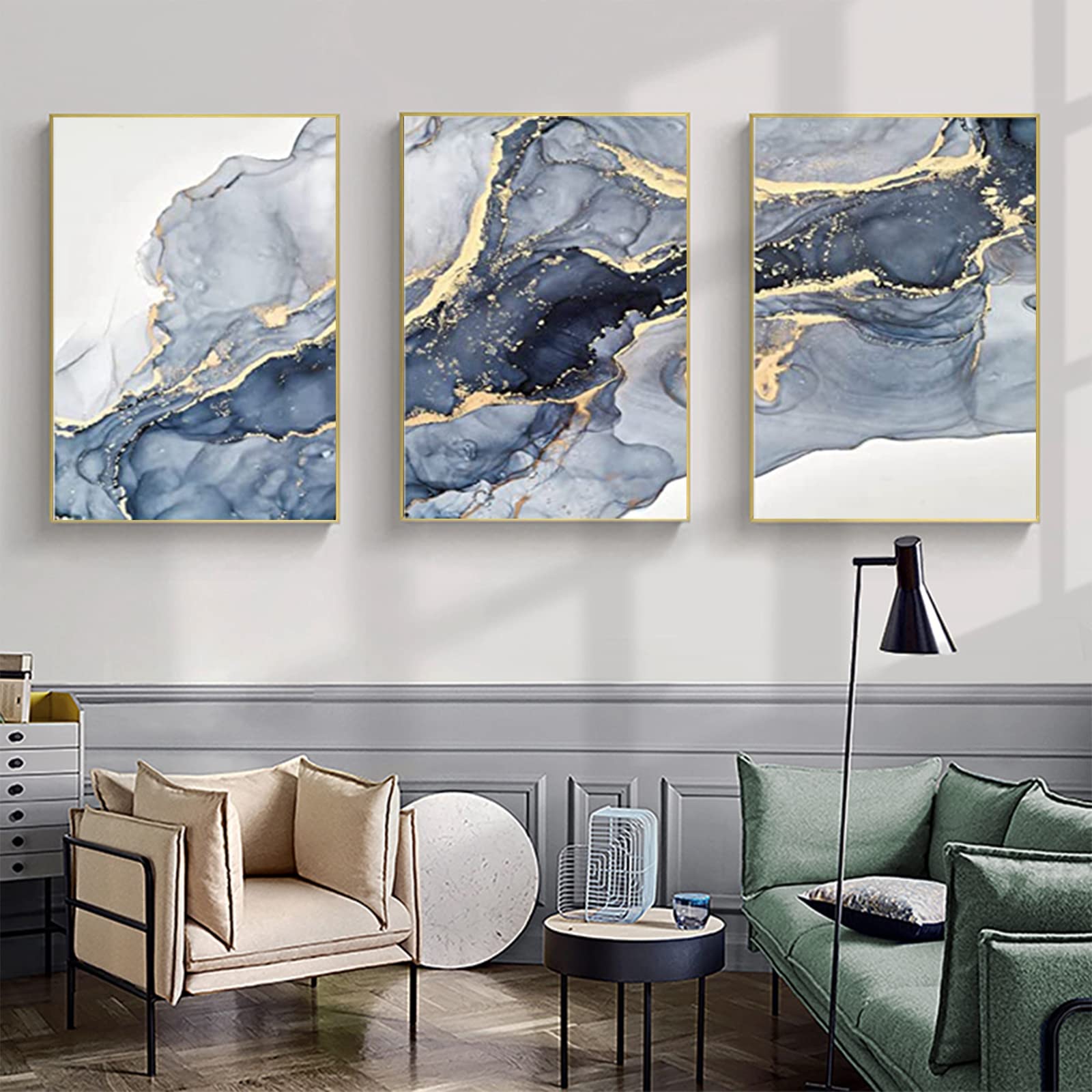 MKHFUW Living Room Bedroom Marble Background Ink Painting Poster, Modern Abstract Picture Set Wall Painting Art Decoration - Without Frame (Wall Picture 3.40 x 60 cm x 3), 40x60cmx3