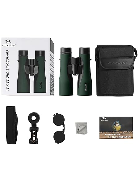 STAR CLOUD 15X55 UHD LIGHTWEIGHT BINOCULARS FOR ADULTS WITH UPGRADED PHONE ADAPTER, LARGE VIEW IPX7 WATERPROOF BINOCULARS FOR BIRD WATCHING, HUNTING, HIKING, STARGAZING (15X55)