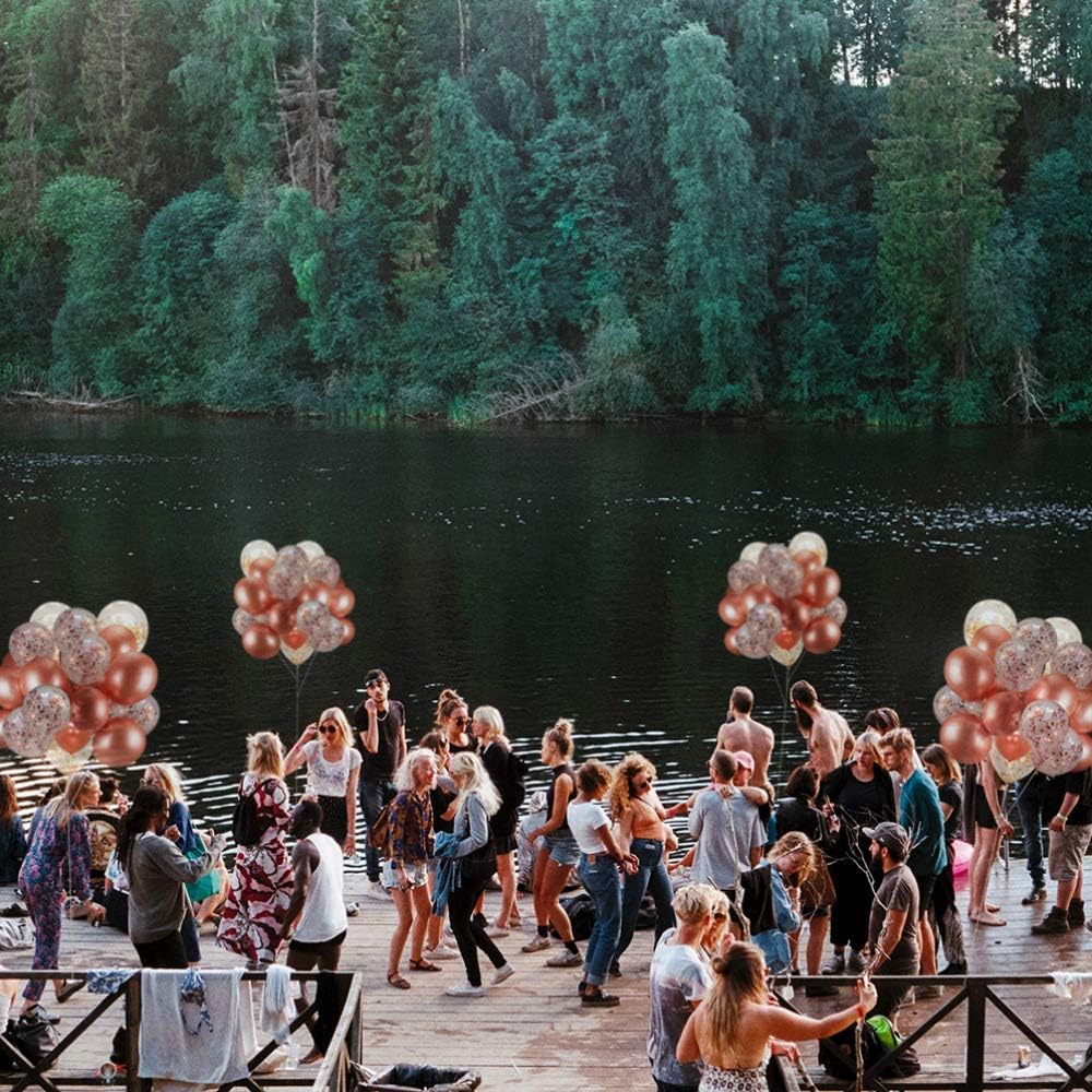 60 PACK Dandy Decor Rose Gold Balloons + Confetti Balloons w/ Ribbon | Rosegold Balloons for Parties | Bridal & Baby Shower Balloon Decorations | Latex Party Balloons | Graduation, Engagement, Wedding: Health & Personal Care