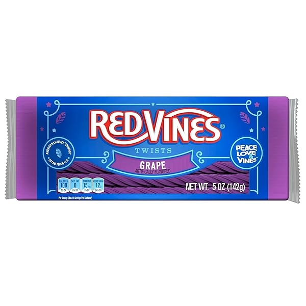 RED VINES, GRAPE LICORICE TWISTS, 5 OUNCE