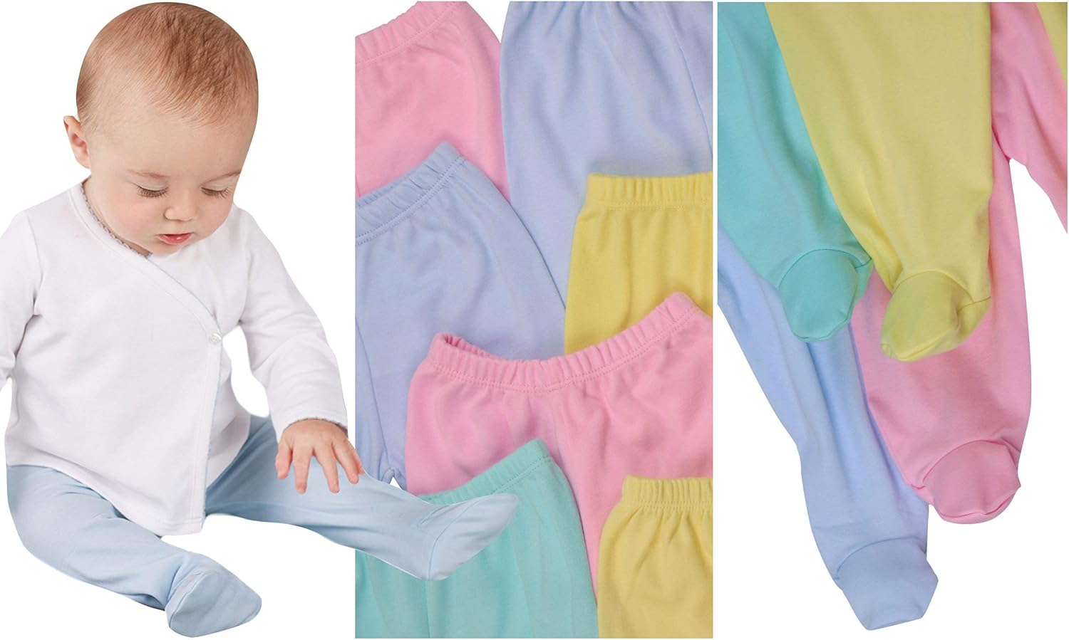 ToBeInStyle Girl's 4 Pack Comfy Warm Cotton Casual Pink Pants With Footies: Clothing