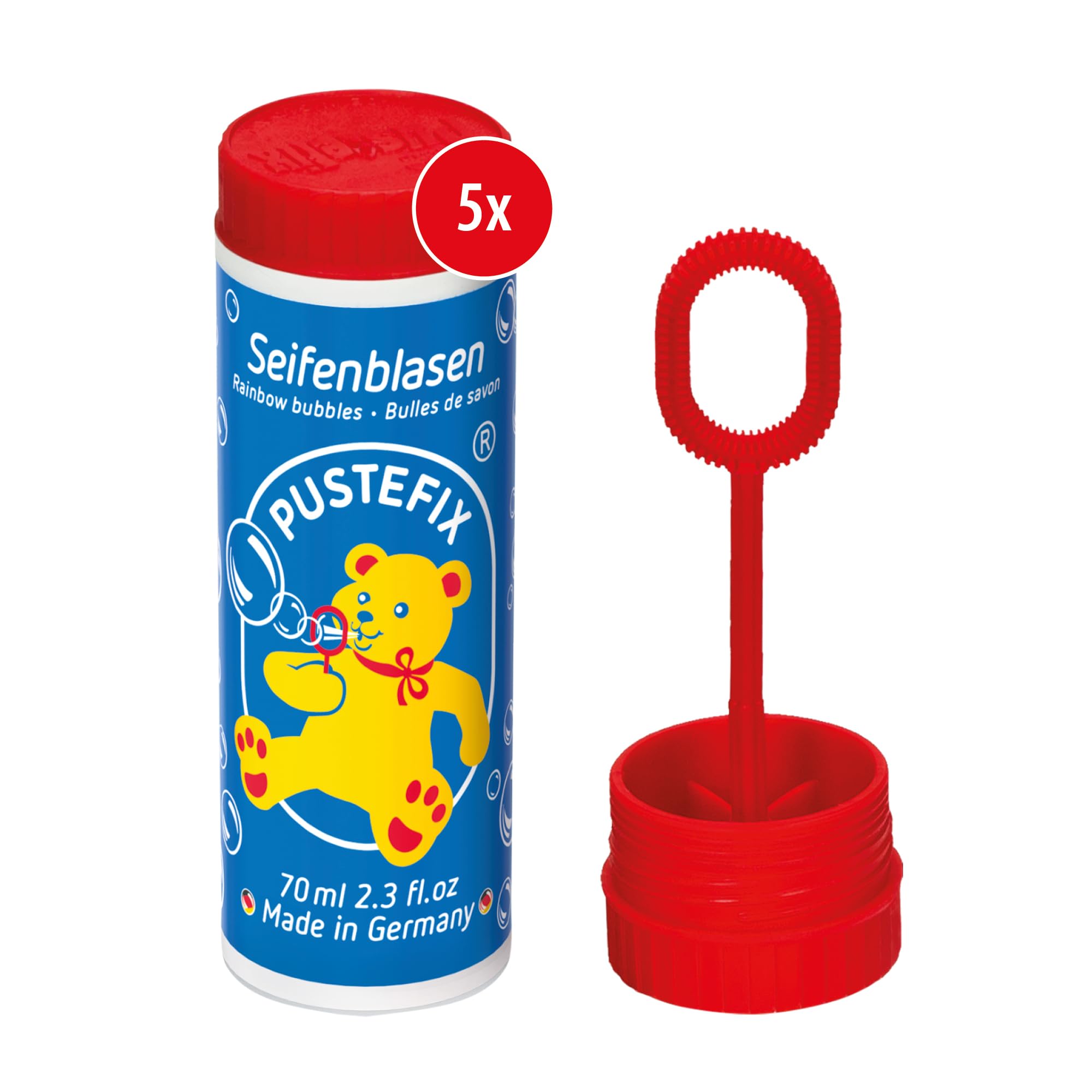 Pustefix Soap Bubbles 70 ml Bulk Pack Made in Germany for Children and Adults (5 Tubs, Soap Bubbles)