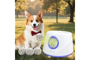 MEKAPLE Automatic Dog Ball Launcher, Upgraded Interactive Dogs Balls Thrower for Small Dogs, Distance Adjustable Mental Stimulating Dog Toys with 4 Durable Etpu Balls 2.2 Inch (Blue)