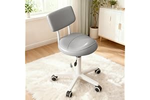 WXJHL Saddle Stool with Back Support Thick Padded Seat Ergonomic Chair Swivel Rolling Saddle Chair with Wheels for Hair Salon, Dental Clinic, Spa, Massage Studio, Office & Home