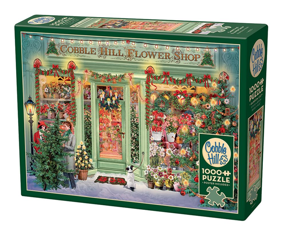 Cobble Hill 1000 Piece Puzzle - Christmas Flower Shop - Sample Poster Included, Deluxe