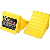PR1ME Wheel Chocks with Non-Slip Base for RV & Trailer. 2 Pack Safety Wheel Chock with Bright Yellow. Lightweight Wheel Stopp