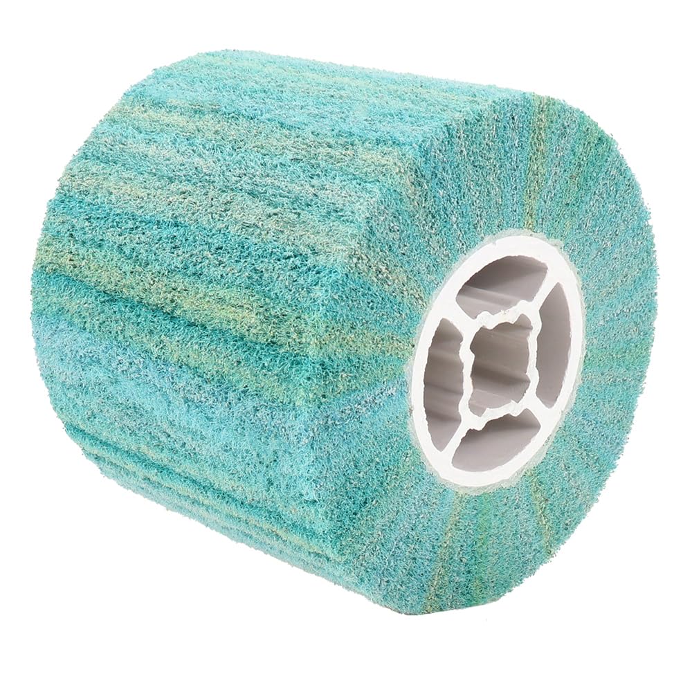 120x100mm Nylon Web Drum Non-woven Abrasive Flap Wire Drawing Polishing Burnishing Wheel for Stainless Steel Metal Finishing Polishing, Surface Treatment, Clear Texture (Grit 320)