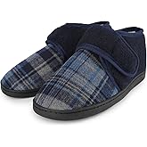 riemot Mens Diabetic Swollen Feet Edema Arthritis House Warm Slippers,Adjustable Wide Non-slip Comfortable Soft Memory Foam Insoles Shoes