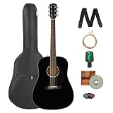 Fender Classic Design Dreadnought Acoustic Guitar - Black Bundle with Gig Bag, Tuner, Strap, Strings, Picks, and Austin Bazaar Instructional DVD