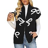 Koscacy Sweater Vest for Women Zipper UP Cap Sleeve Knit Cardigan Outerwear Vest with Pockets