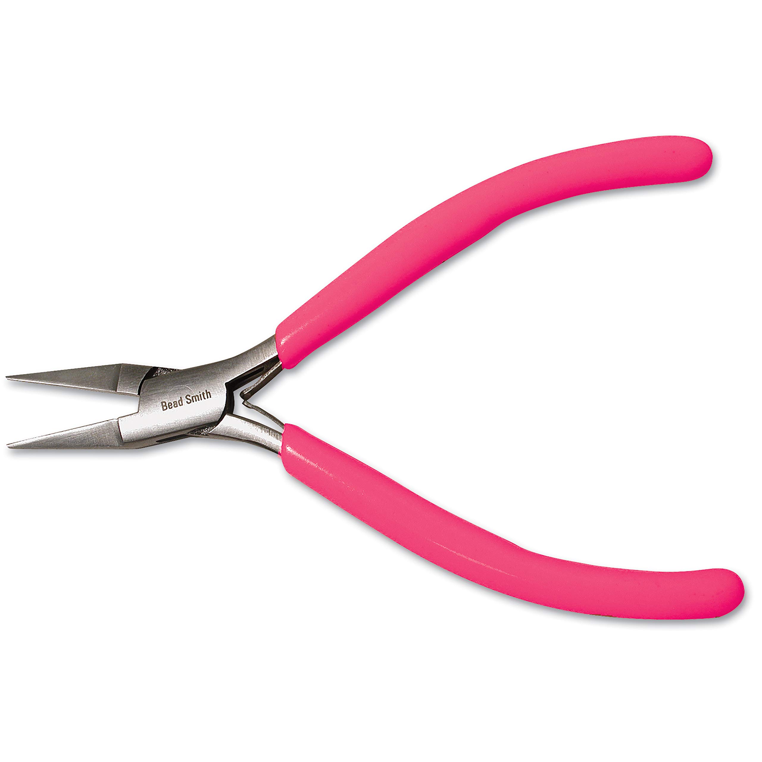 Beadsmith Pink Handle Flat Nose Pliers with Spring