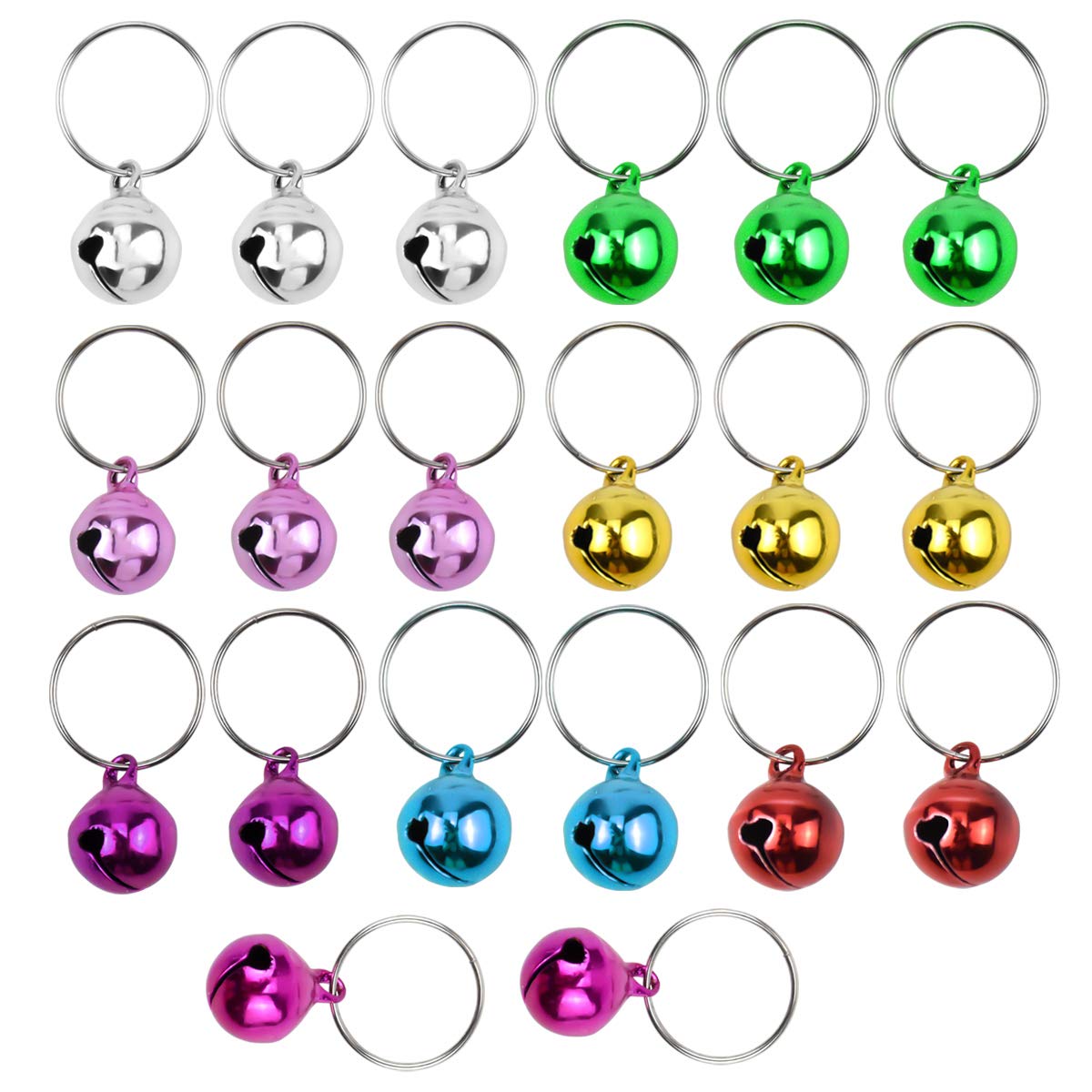 Jinlaili 20PCS Colourful Dog Cat Collar Bells, 12mm Pet Collar Charms Bell Charm Pendant Key Rings, Loud Pet Bells for Potty Training, Pet Collar Bells for Dog Cat Collar Decoration and Training