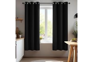 Deconovo Black Blackout Curtains for Bedroom – Set of 2 42W x 63L Inch Thermal Insulated & Noise Reducing Panels–Home Window Room Darkening Sustainable Grommet Drapes for Living Room and Nursery