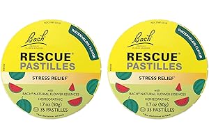 RESCUE Bach PASTILLES, Watermelon Flavor, Stress Relief Lozenges, Homeopathic, Flower Essences, 2 Pack