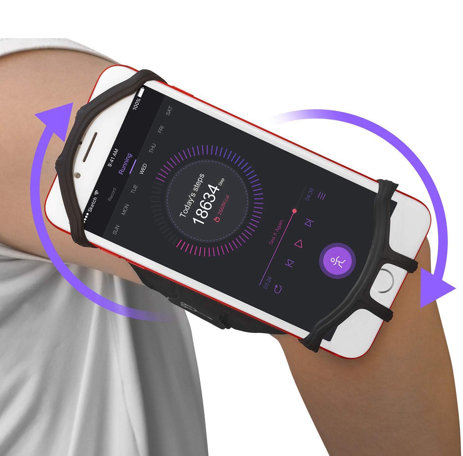 JEMACHE Running Armband for iPhone 17 16 15 14 13 Pro Max, Samsung Galaxy S25 S24 S23 Ultra/Plus/FE, Workouts Cell Phone Arm Band Holder (Black)