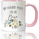 Foyoulame My Favorite People Call Me Nana Coffee Mugs, Grandma Gift Coffee Tea Cup, Nana Gifts For Birthday Christmas Mothers Day From Granddaughter Grandkids Grandson Pink Ceramic Coffee Mug 11oz