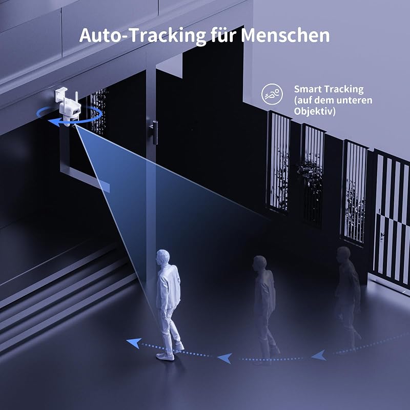 Überwachungskamera Aussen WLAN 3K+3K (10MP) Dual Objektiv - Ultra HD 360° PTZ Außenkamera mit KI Bewegungsmelder, Auto-Tracking, Farb-Nachtsicht, Audio, SD-Karte 512GB (D320) — Foto 5 von 8