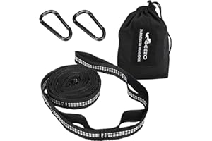 Geezo Hammock Straps, 40 Loops Combined with Two Extra Long 10ft XL Hammock Straps Heavy Duty Triple Stitched Non-Stretch Pol