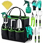 GROWIT Heavy Duty Gardening Tools - 23-Piece Gardening Gifts for Women, Men, Mom, Dad - Durable, Ergonomic Garden Tools Set