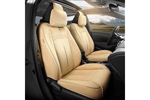 Auto Dynasty Voris Series Car Seat Covers Full Set, Seat Covers for Cars, Full Car Seat Covers Seats, Universal for Most Car SUV Truck, Airbag Compatible, Beige Leather