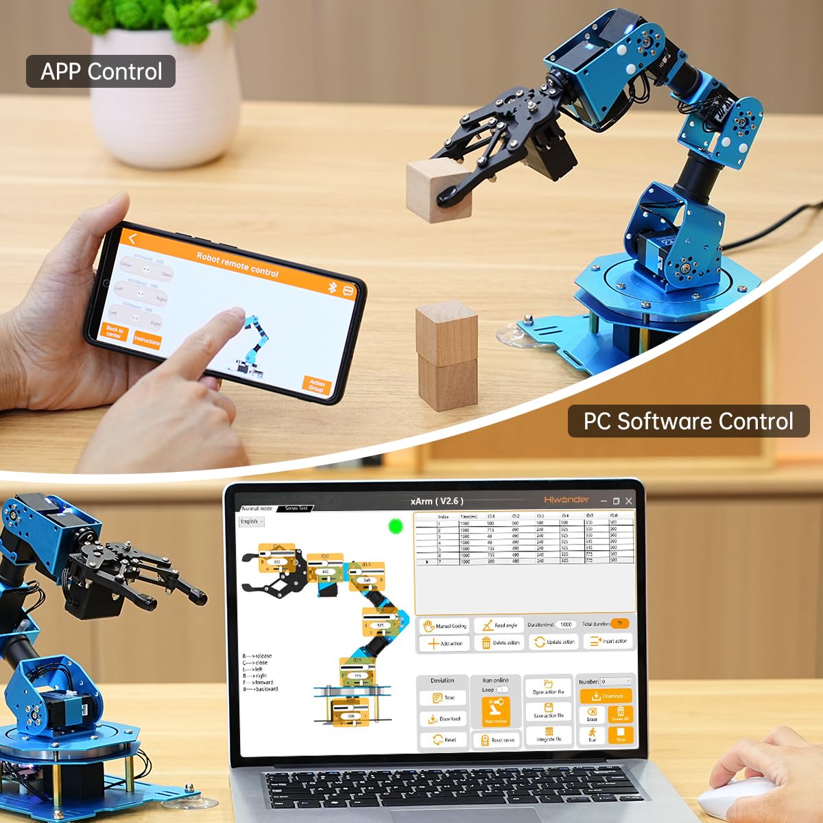 LewanSoul Robotic Arm 6DOF Robot Arm Kit with Secondary Development Compatible with Arduino, DIY Programming Kit STEAM Robot with Sensor and Arduino Open Source Code & Tutorial