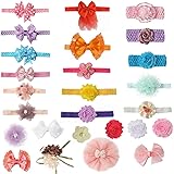 pony princess Baby Girl Headbands 26 PCS Flower(Bowknot) and 16PCS Bands Freely Combine for Newborn, Toddler and Childrens Hair Accessories