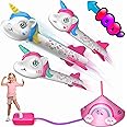 Huge Wave Unicorn Rocket Launcher for Kids, Stomping Launch up Toys, Birthday Gifts for Girls Ages 2 3 4 5 6 7 8 Years Old,Outdoor Toys