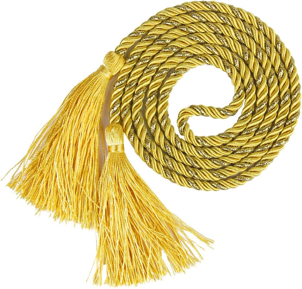 1 Pair Living Room Bedroom Tassel Rope Curtain Tiebacks Tie Backs (Yellow + Golden)