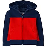 The Children's Place Baby Toddler Boys Long Sleeve, Sherpa Lined, Zip-Front Hoodie Sweatshirt