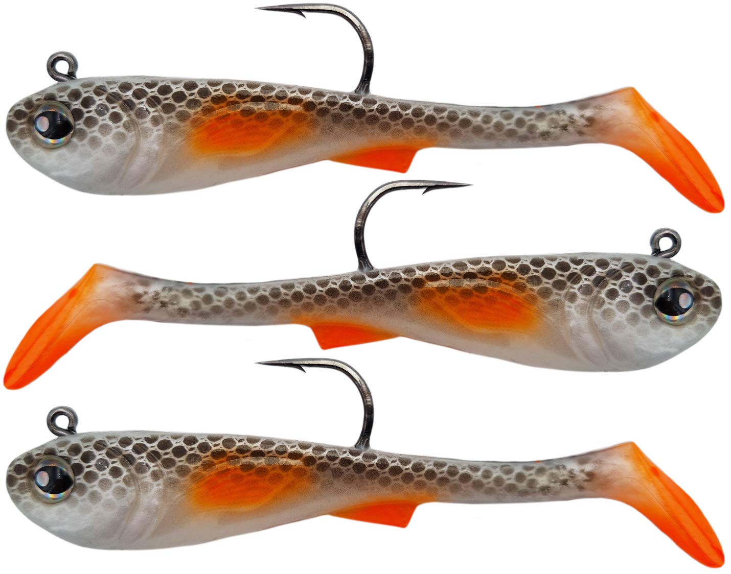 FISHN® GRUMPYbaby Rubberfish Set - Weight: 13g, Length: 11cm - Extreme swimming action, fishing lures for pike fishing, Softbait (3 pieces) (GRUMPYbaby Real Ghost)