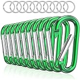 sprookber 3" Aluminum Carabiner D Ring, Caribeener Clips, Spring Snap Hook for Keychain Clip, Set of 10