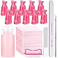 Corconess Nail Polish Remover Kit - 10Pcs Nail Clips,Acetone Nail Polish Remover Pump Bottle Dispenser,100/180 Grit Nail File