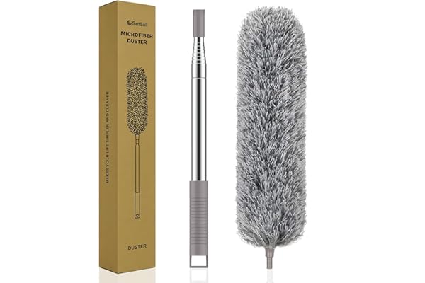 SetSail Microfiber Duster with Extension Pole 100 inch Extra-Long Dusters for Cleaning, Bendable Head Washable Ceiling Fan Du