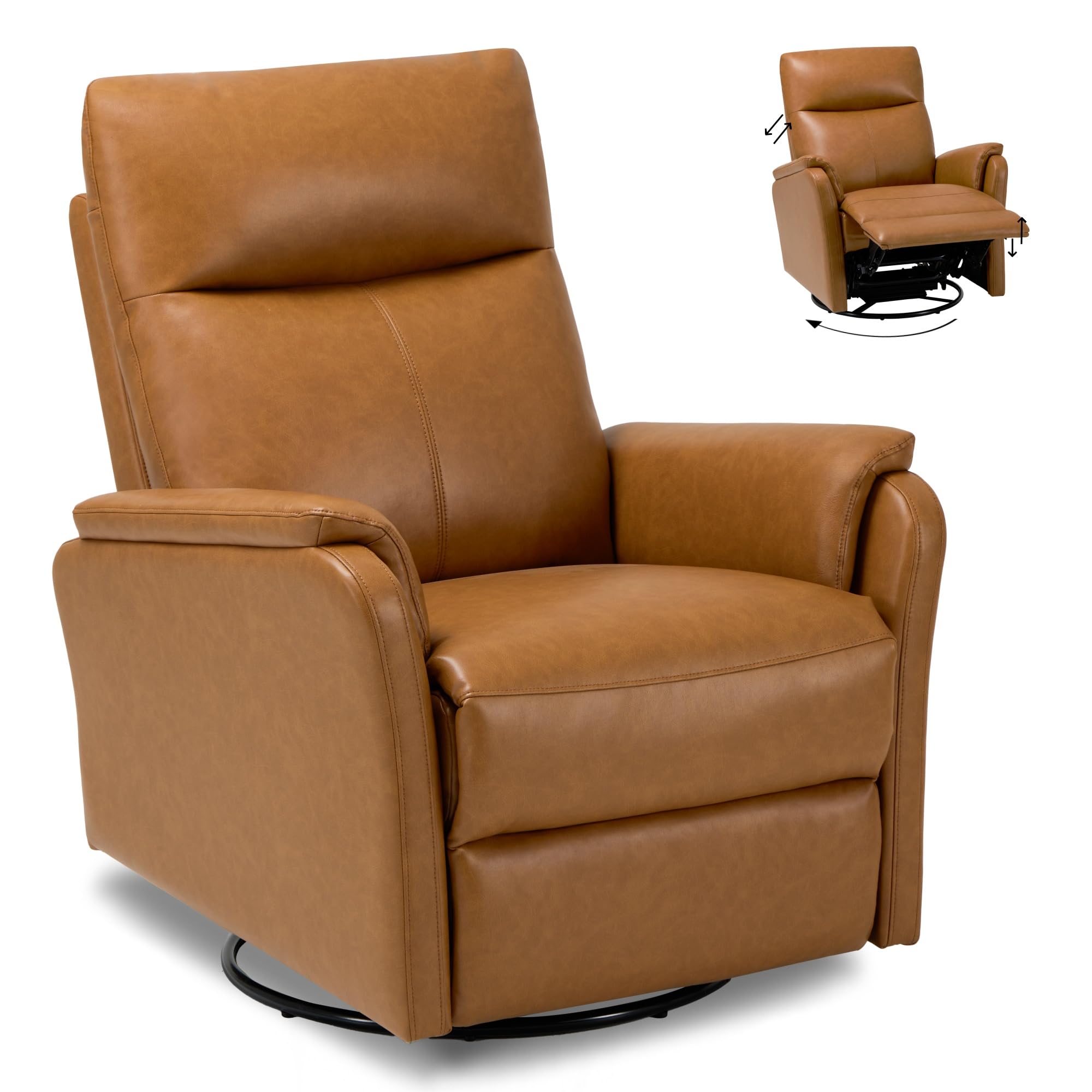 Photo 1 of *partial set*  COLAMY Recliner Chair, Living Room Glider Chairs Home Theater Seat PU Leather Couch Sofa Chair with Footrest Cushion, Swivel Modern Bedroom , Camel