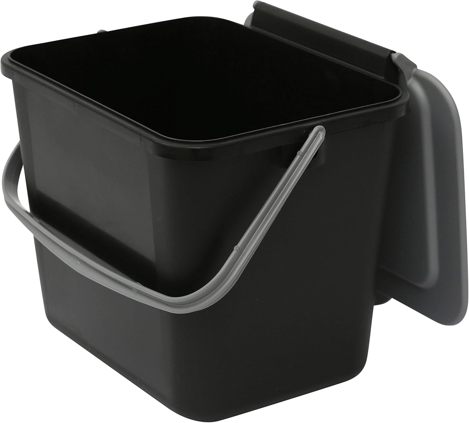 Easy Eco Black & Silver Grey Kitchen Compost Caddy/Food Recycling Waste Bin - 5 Litre (5L) - Image 4