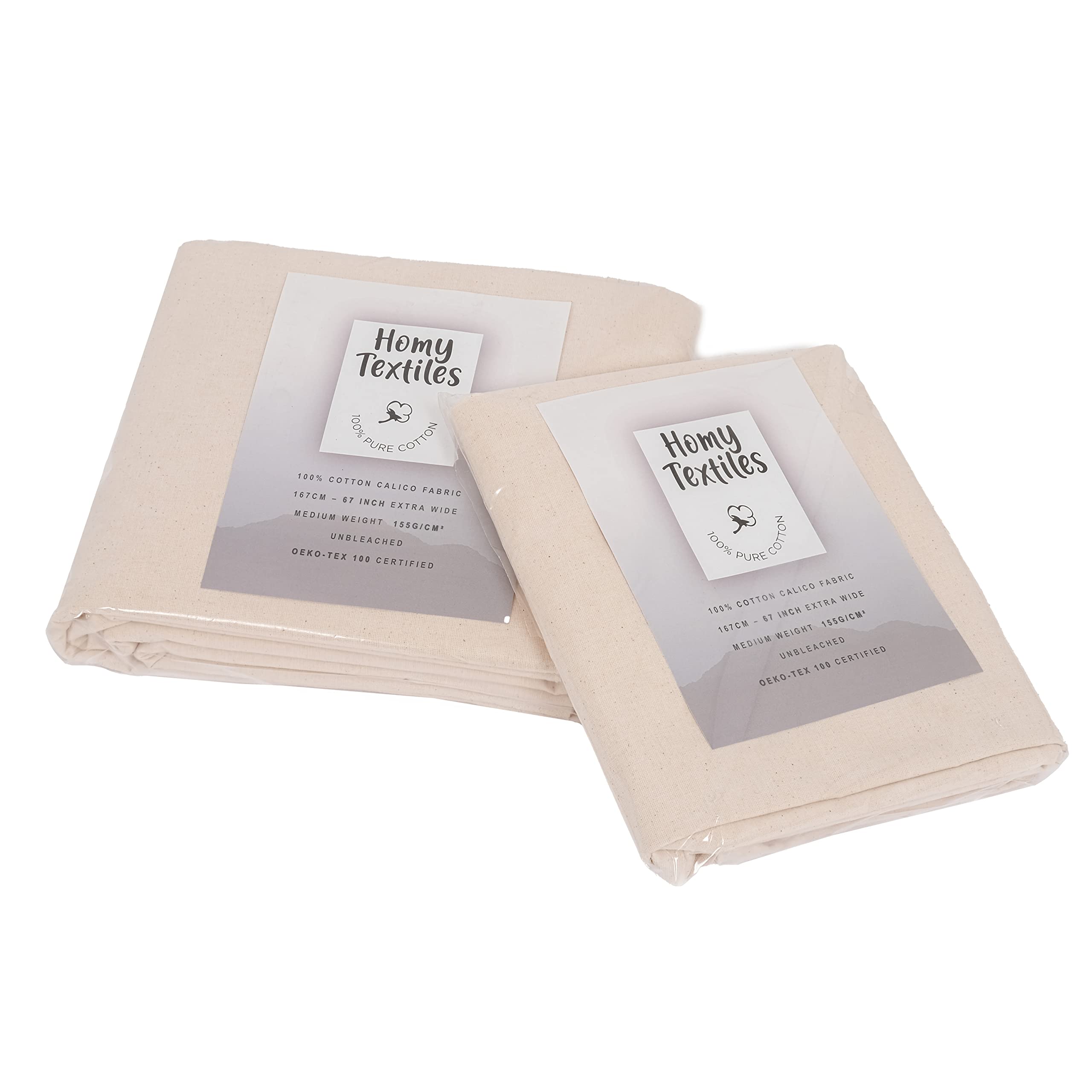 Cotton Calico Fabric by The Metre UK Seller, Medium Weight 67 inches Wide Unbleached Natural Cream Colour Material Fabric- Metre (5 Meters)