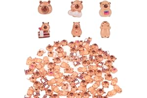 lasuroa 100pcs Mini Capybara Figurines, Tiny Capybara Figures Miniatures Resin Animals Stuff Small Toys Gifts Little Decorati