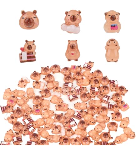 LunarCharm 24 Mini Capybaras Lumineuses – Résine – 6 Couleurs – Déco Maison, Jardin, Aquarium
