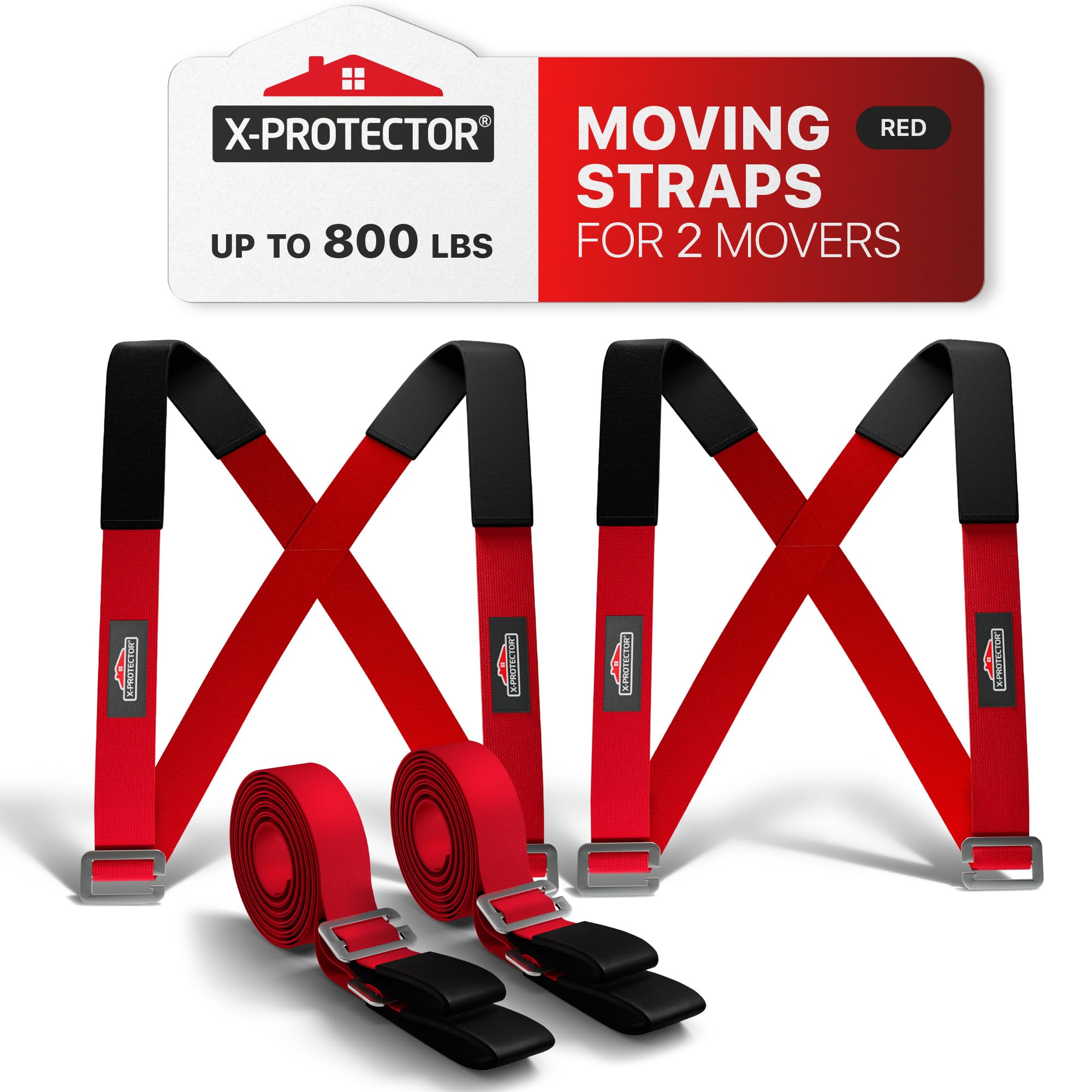 Photo 1 of X-Protector Moving Straps - 2 Pairs - Lifting Straps for 2 Movers - Furniture Moving Straps to Move Furniture Easily and Safely - Perfect for Lifting and Moving Equipment, Appliances, Heavy Objects!